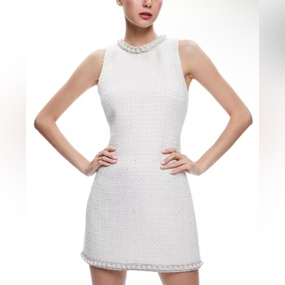 Alice and Olivia Coley Embellished Tweed Mini dress size 10 - Picture 3 of 9